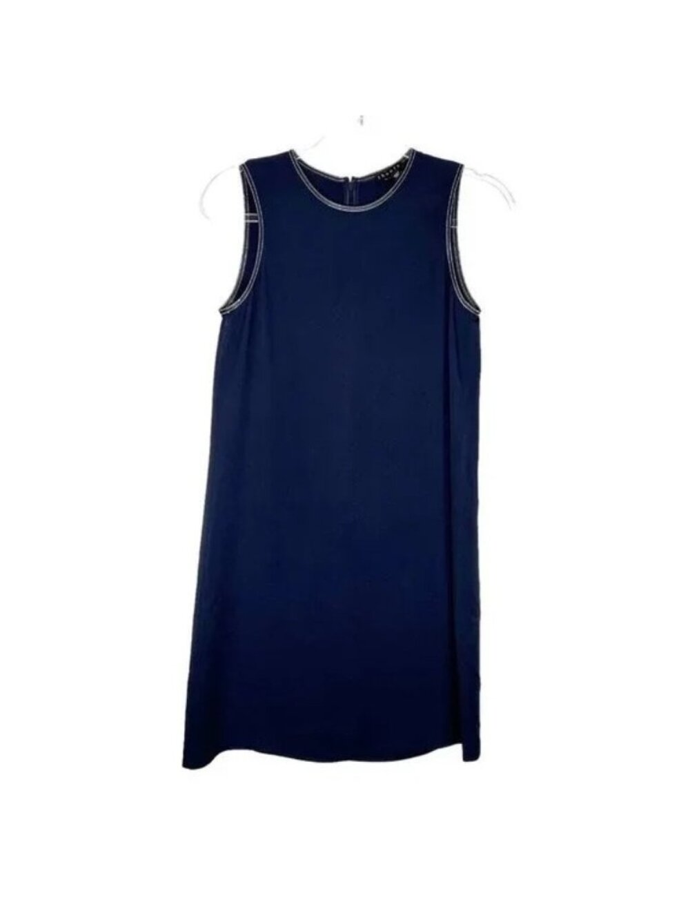 Theory Navy Silk Sleeveless Sheath Dress - Picture 2 of 6